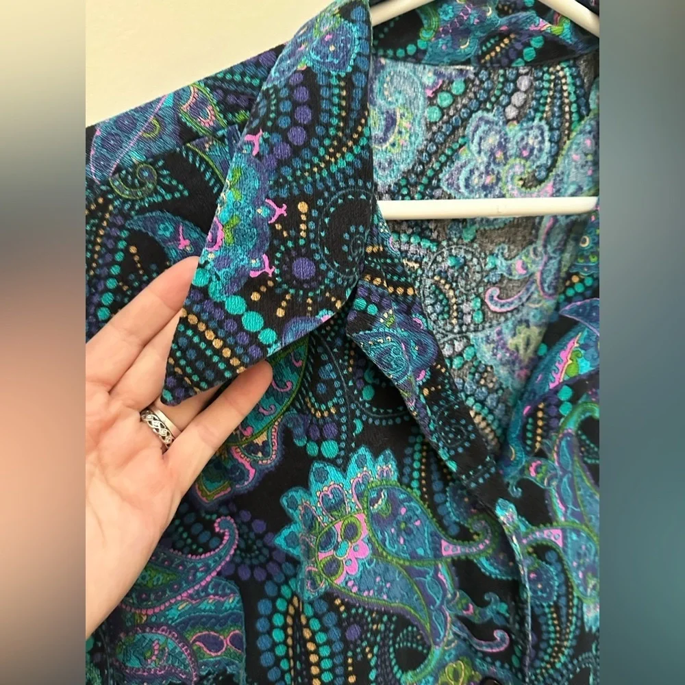 Vintage Paisley Goodness Button Down Shirt With Pockets Ptp 24–25” - Picture 7 of 12